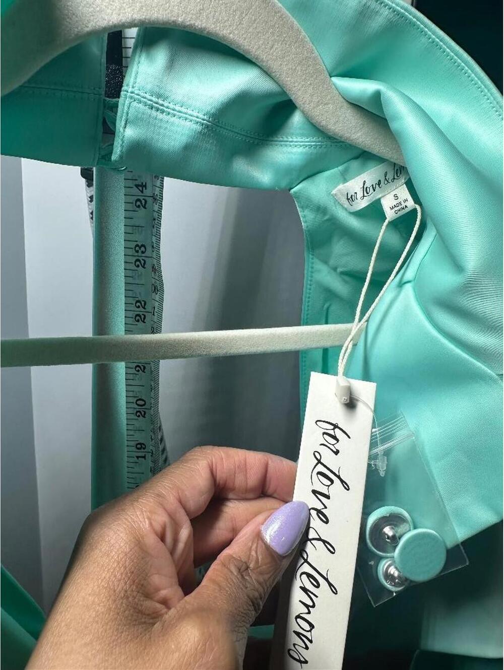 For Love & Lemons Marie Cropped Blazer Small Mint Tie Front Satin Jacket NWT - Picture 3 of 3